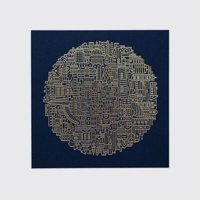 London Gold Foiled Print – Blue