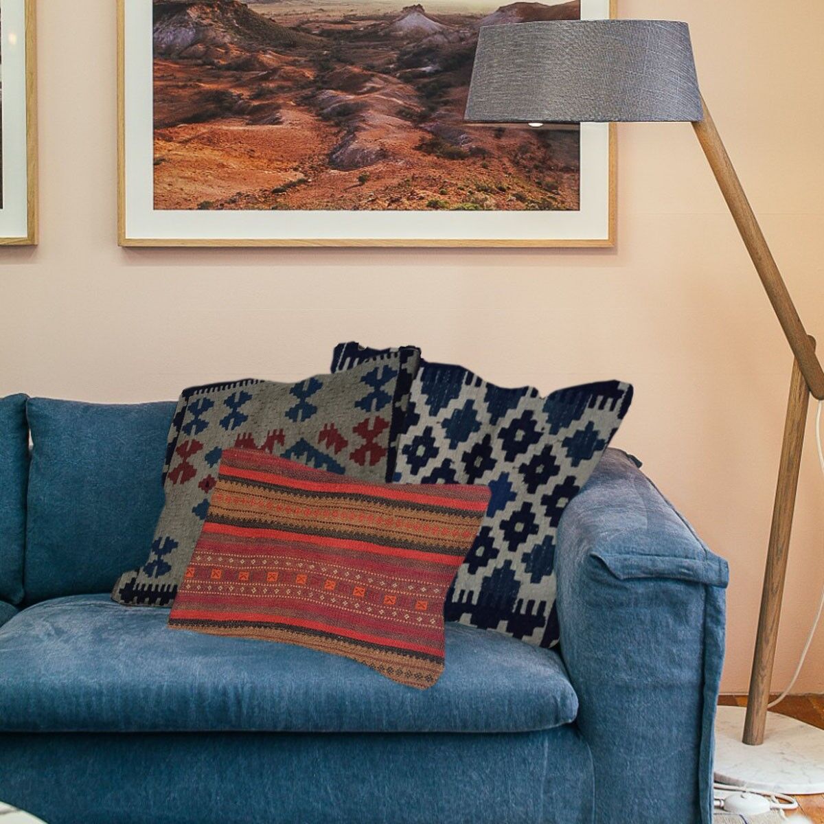 Fodera per cuscino Baluchi Kilim intrecciata a mano in castagno scuro