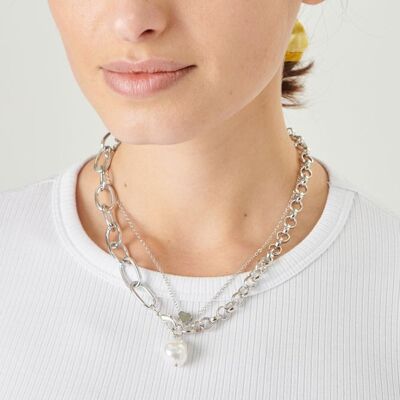 Layered necklace set silver