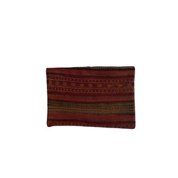 Housse de coussin marron boisée tissée à la main Baluchi Kilim 3