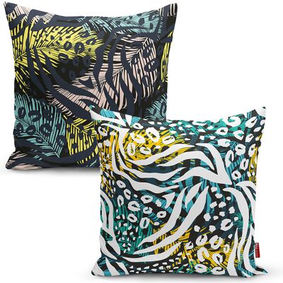 Double Sided Cushion Covers 45 X 45 Set of 2 - Scatter Cushions - Throw Pillow Cases - Sofa Seat Cushion Cover 18x18 inches for Living Room (Invisible Zipper) Modern Design