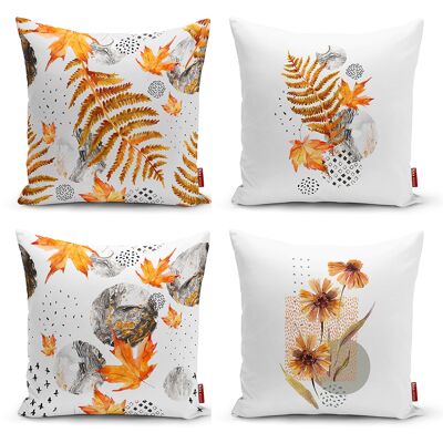 Double Sided Cushion Covers 45 X 45 Set of 4 - Scatter Cushions - Throw Pillow Cases - Sofa Seat Cushion Cover 18x18 inches for Living Room (Invisible Zipper) Modern Design Autumn