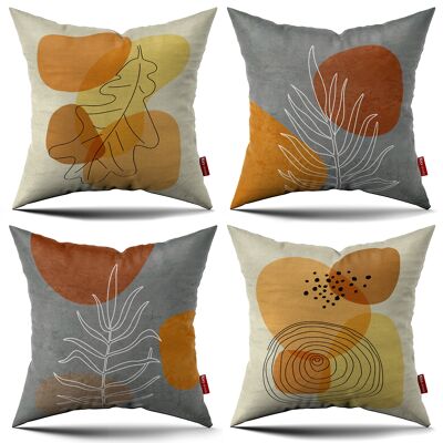 Double Sided Cushion Covers 45 X 45 Set of 4 - Scatter Cushions - Throw Pillow Cases - Sofa Seat Cushion Cover 18x18 inches for Living Room (Invisible Zipper) Modern Design Grey