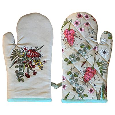 NATIVE FLORAL  ORGANIC SINGLE OVEN GLOVE 18x30 , Sku38