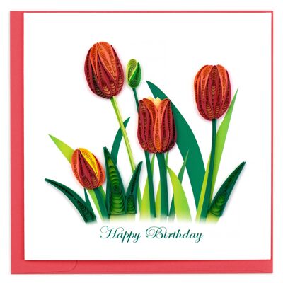 BIRTHDAY TULIPS HAPPY BIRTHDAY 6X6" GREETING CARD , Sku149