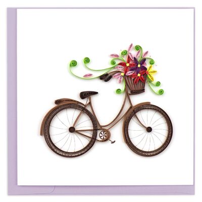 BICYCLE & FLOWER BASKET 6X6" GREETING CARD , Sku150