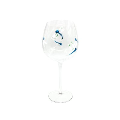 HAND PAINTED DRAGONFLY LARGE GLASS , Sku215