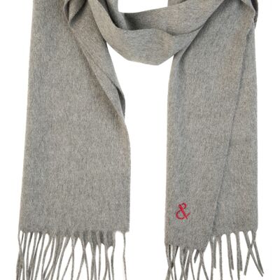 Plain light gray cashmere scarf