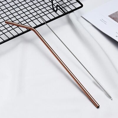 Bulk: Smooth Stainless Steel Straws - Curved / Copper