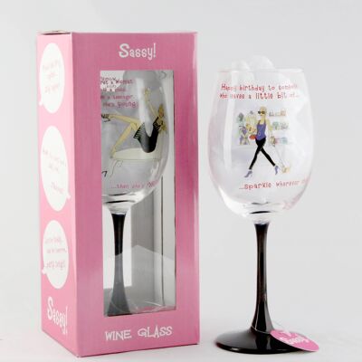 Sassy Wine Glass Sparkle , Sku327