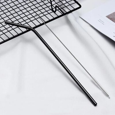 Bulk: Smooth Stainless Steel Straws - Curved / Black