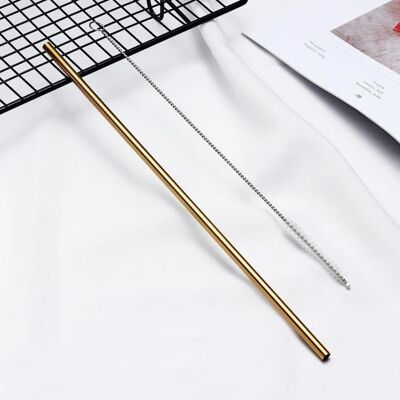 Bulk: Smooth Stainless Steel Straws - Straight / Gold.