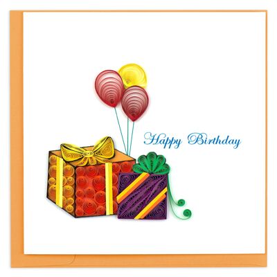 BIRTHDAY GIFTS & BALLOONS HAPPY BIRTHDAY 6X6"  GREETING CARD , Sku554