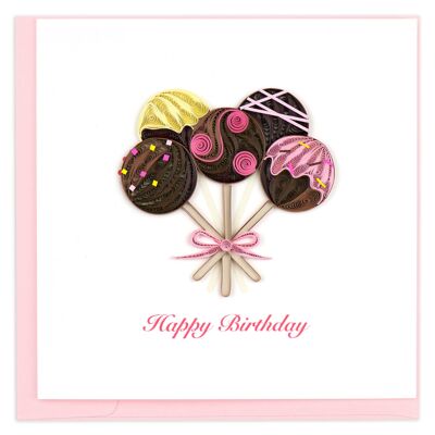 BIRTHDAY CAKE POPS HAPPY BIRTHDAY 6X6" GREETING CARD , Sku659