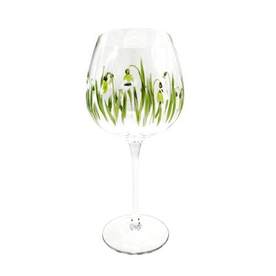 HAND PAINTED SNOWDROPS LARGE GLASS , Sku661