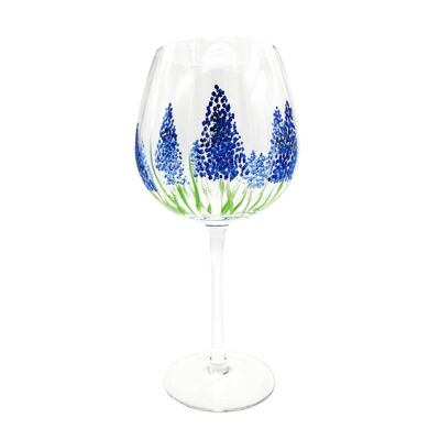 HAND PAINTED GRAPE HYACINTH LARGE GLASS , Sku663