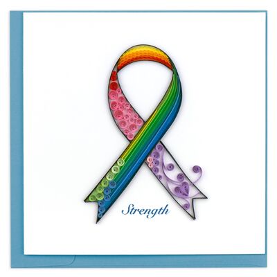 RAINBOW CANCER RIBBON 6X6" GREETING CARD , Sku675