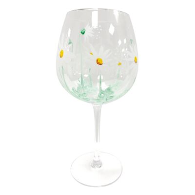 HAND PAINTED DAISY LARGE GLASS , Sku967