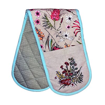 NATIVE FLORAL  ORGANIC DOUBLE OVEN GLOVE 18x71 , Sku977