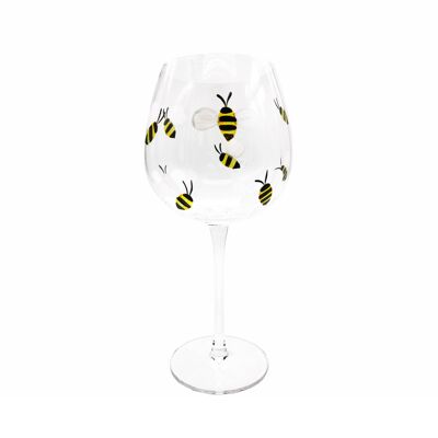 HAND PAINTED BEE LARGE GLASS , Sku1398