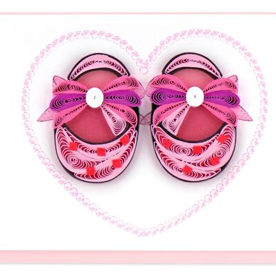 PINK BABY BOOTIES MINI CARD , Sku1424