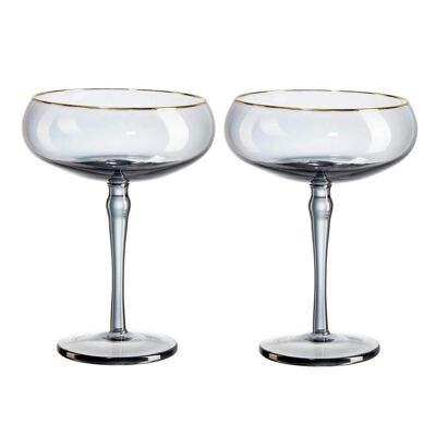 Black & Gold Martini Glasses Set of 2