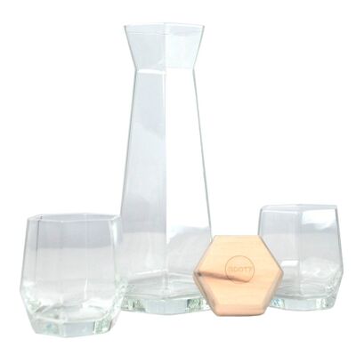 Geo Clear Glass Carafe and Tumbler Gift Set