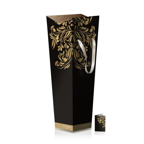 Flower & plant gift box bag - Black & Gold Tall & Thin