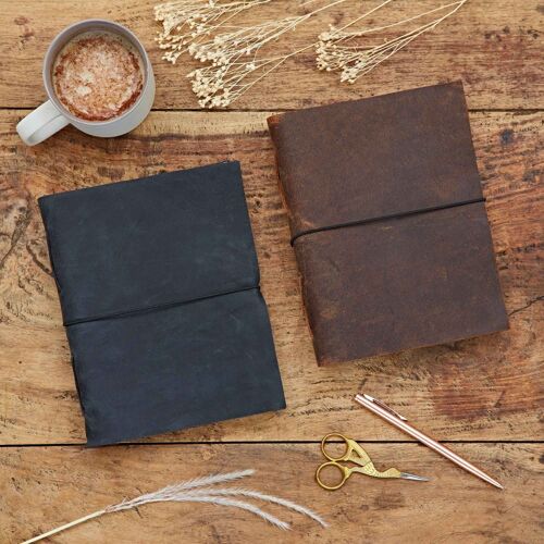 Buffalo Leather Journal with Elastic Tie