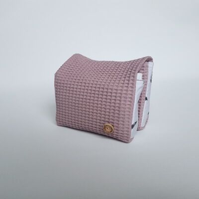 Diaper Pouch Feathers/Waffle Old Pink