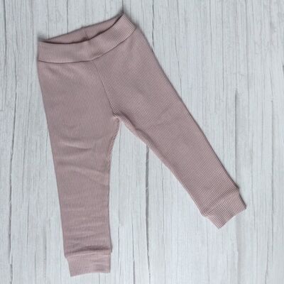 Leggings con risvolto a costine Rosa antico