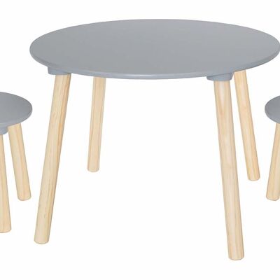 Table & 2 stools grey