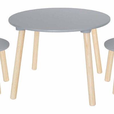 Table & 2 stools grey