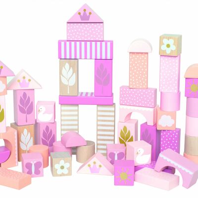 Pink wooden construction game