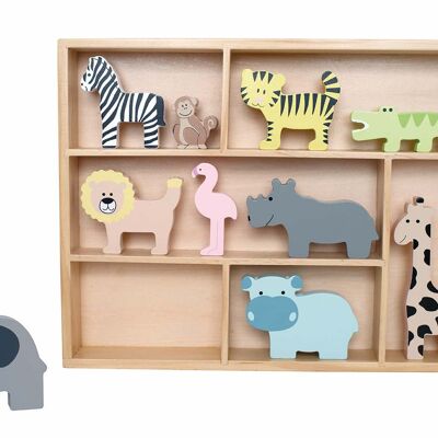 Shelf with safari animals
