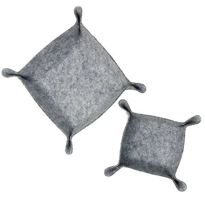 Felt Catchall Storage Tray Boxes (set of 2) - Grey