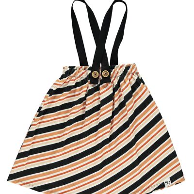 MIDI SKIRT WITH STRAPS, PERCHED PLUSH, MOMENT STRIPES