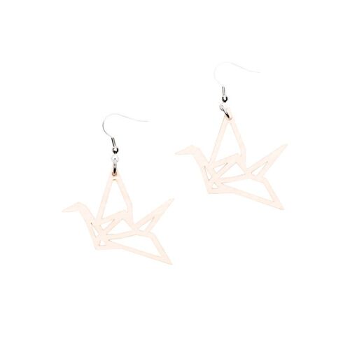 Origami swan mini earrings, birch