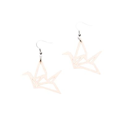 MINI BOUCLES D'OREILLES ORIGAMI CYGNE, BOULEAU