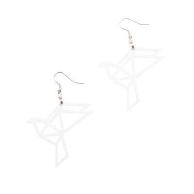 BOUCLES D'OREILLES ORIGAMI COLOMBE, BLANC