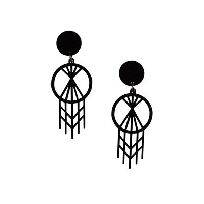 Boucles d'oreilles sphère en macramé, NOIR