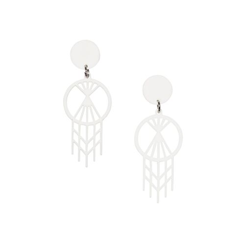 Macrame Sphere Earrings, WHITE