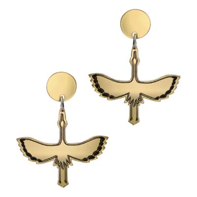 Crane Sphere Earrings, gold