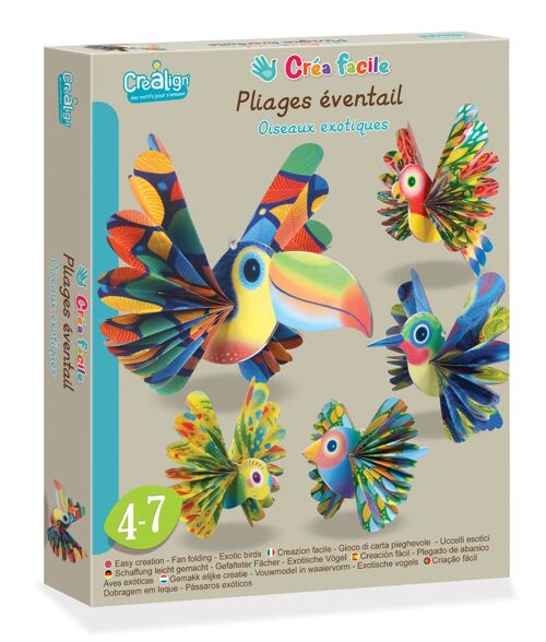 Pliages éventails "Oiseaux exotiques"