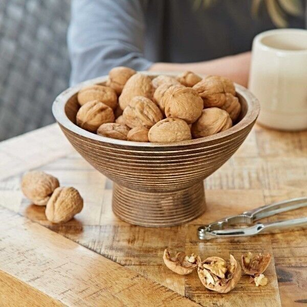 Ciotola rialzata in legno di mango intagliato a mano