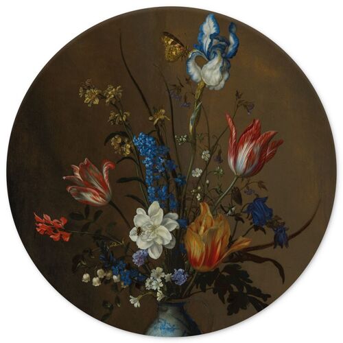 Muurcirkel bloemen in een vaas Balthasar van der Ast - 45 cm - wandcirkel