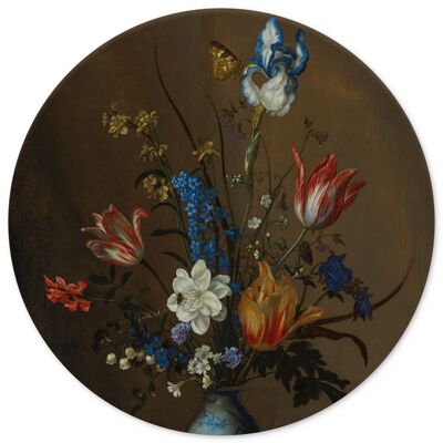 Wall circle flowers in a vase Balthasar van der Ast - 45 cm - wall circle