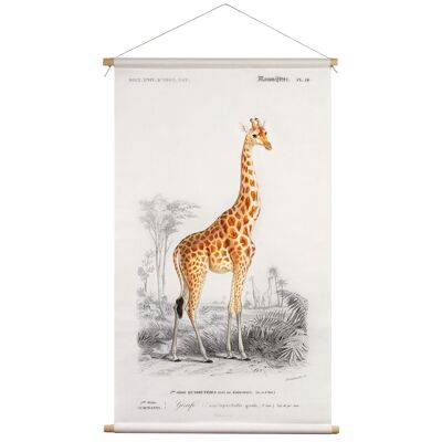 Nappe murale Girafe Charles D'Orbigny 65x45cm - affiche textile avec cordon en cuir