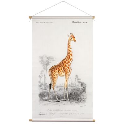 Paño de pared Jirafa Charles D'Orbigny 65x45cm - Póster textil con cordón de cuero