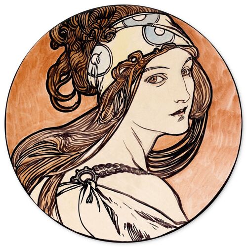 Muurcirkel Over de Schouder Alphonse Mucha - 30 cm - wandcirkel